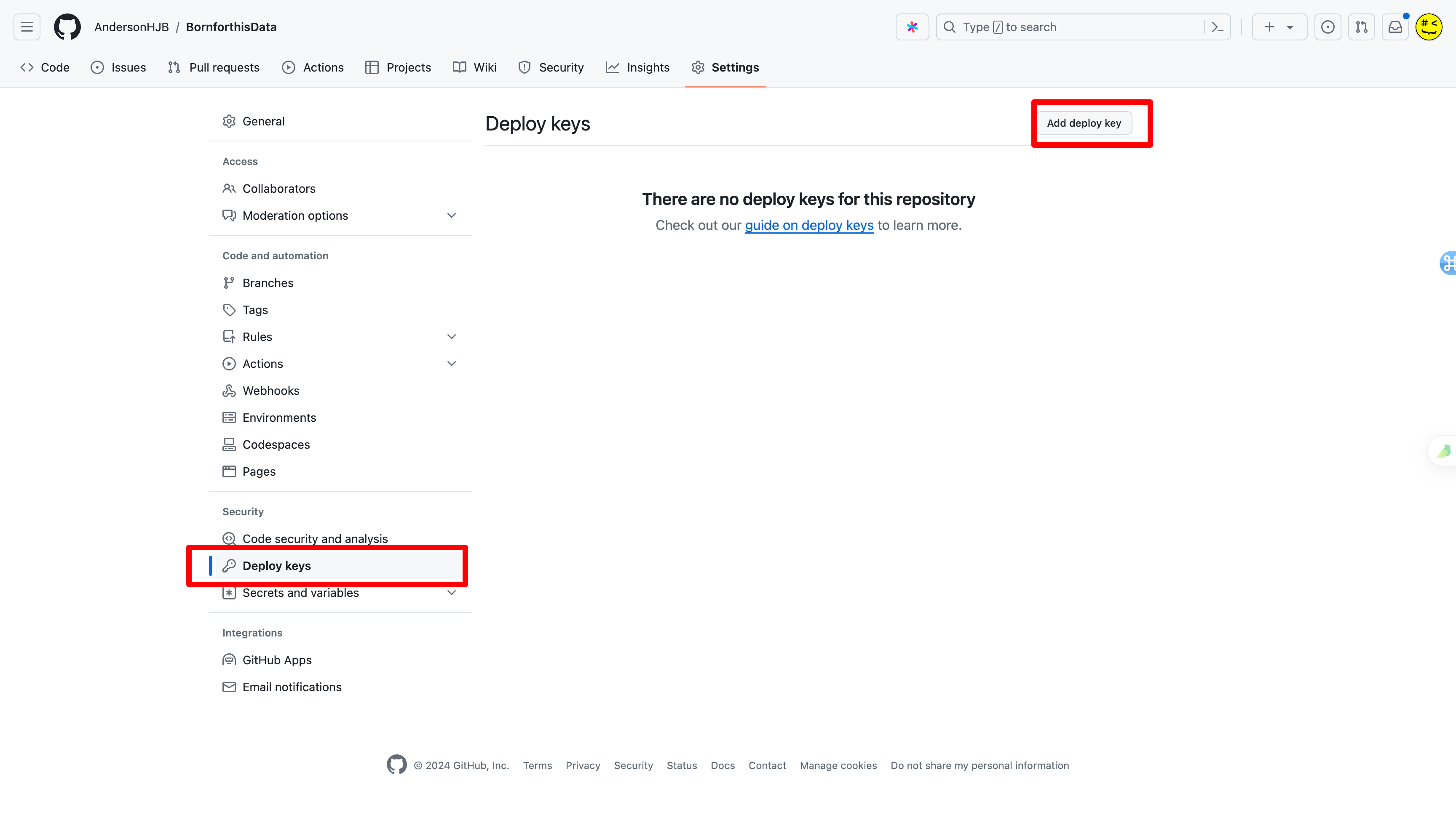 公钥配置在目的仓库中(settings/Deploy keys).png