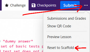 Reset to scaffold button location