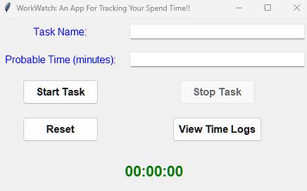WorkWatch GUI — Screenshot By Author