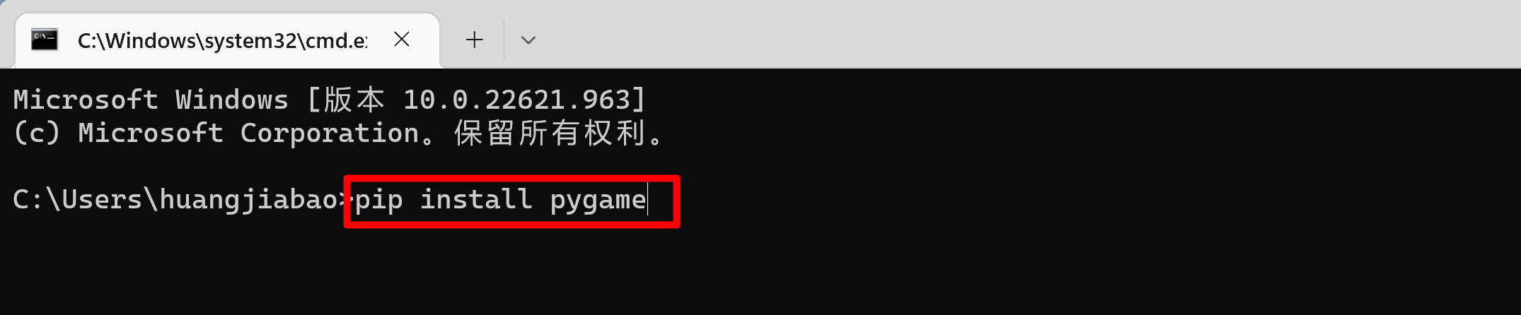 pip install pygame