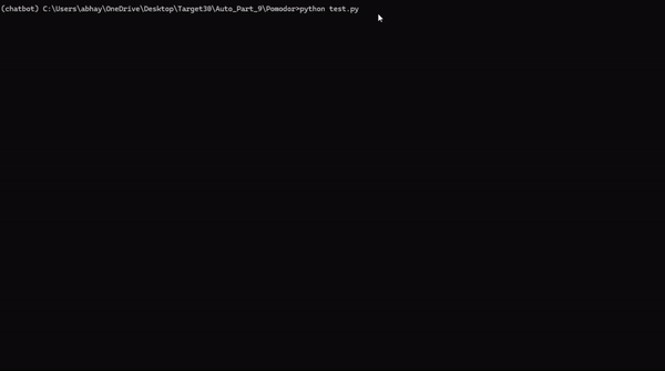 A Sample Script Run using 5 Sec Pomodoro Timer — GIF Created By Author