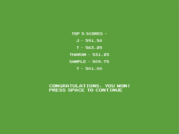 (c) Game End Screen